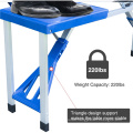 NPOT Portable Picnic foldable table with chairs and Umbrella Hole 4-Person Fold Up Travel Table